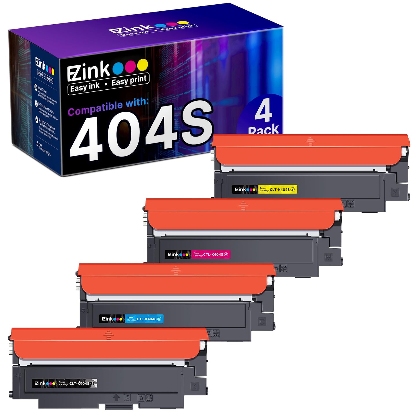 E-Z Ink Compatible Toner Cartridge Replacement for Samsung CLT-K404S CLT-C404S CLT-M404S CLT-Y404S CLT 404S to use with C480FW C430W SL-C430W
