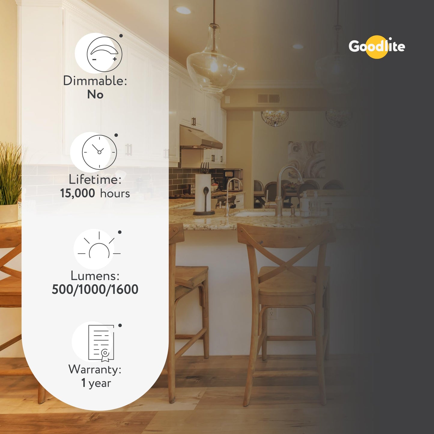 Goodlite G-19930 3-Way LED Bulb 50/75/100W Equivalent 500/1000/1600 Lumens, Soft White 2700k,E26 Base,