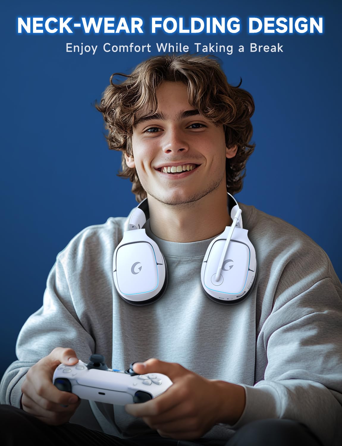 Gvyugke 2.4GHz Wireless Gaming Headsets for PS5, PS4, PC, Switch - Bluetooth 5.3 Gaming Headphones with Noise Canceling Mic, 7.1 Surround Sound, 70H