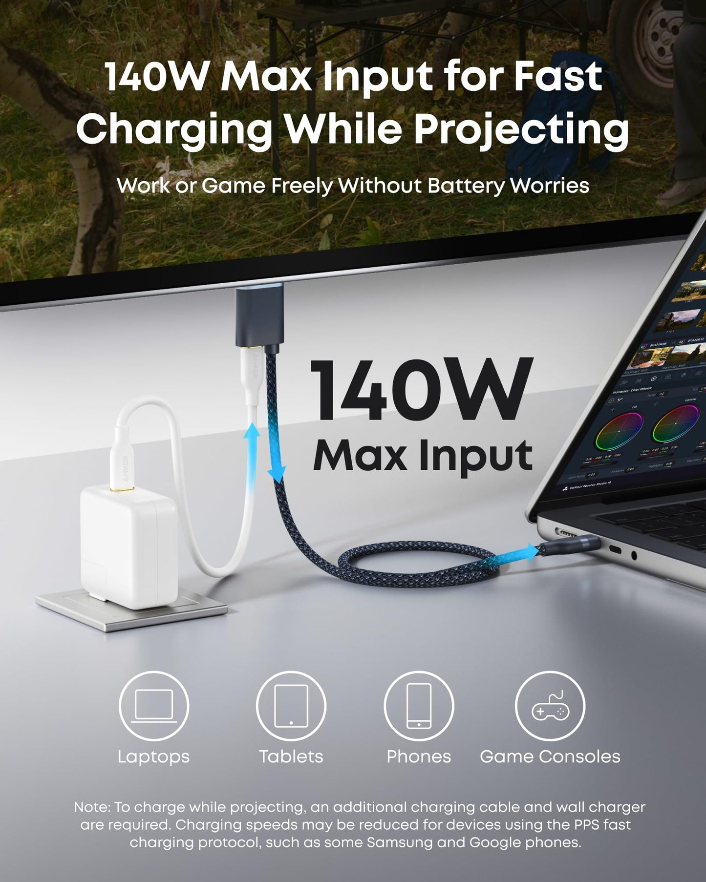 Anker Nano USB C to HDMI Cable Adapter with 140W PD Fast Charging Port, 4K@60Hz,Sustainable with Advanced Shielding, Thunderbolt 5/4/3 Compatible,