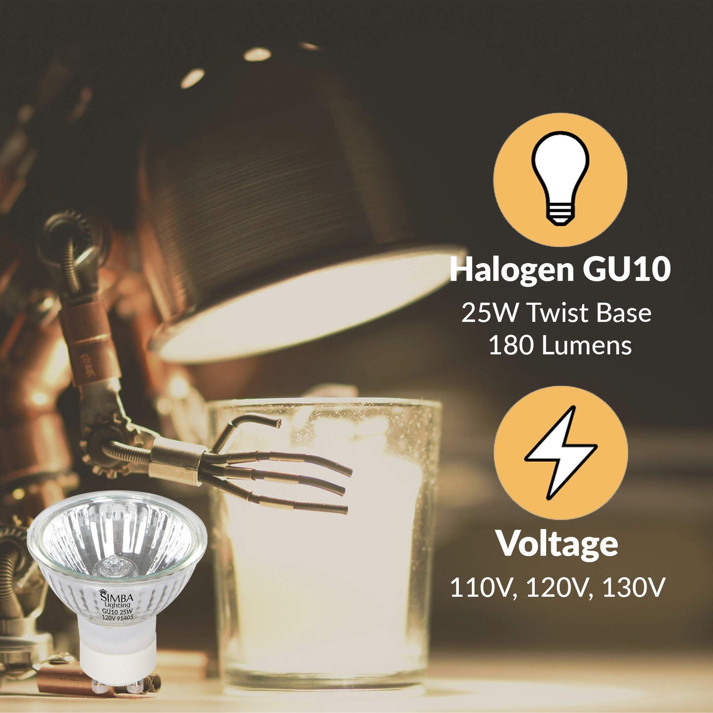 Simba Lighting Halogen GU10 120V Bulbs 25W NP5 Candle Warmer ETC, 4 Pack