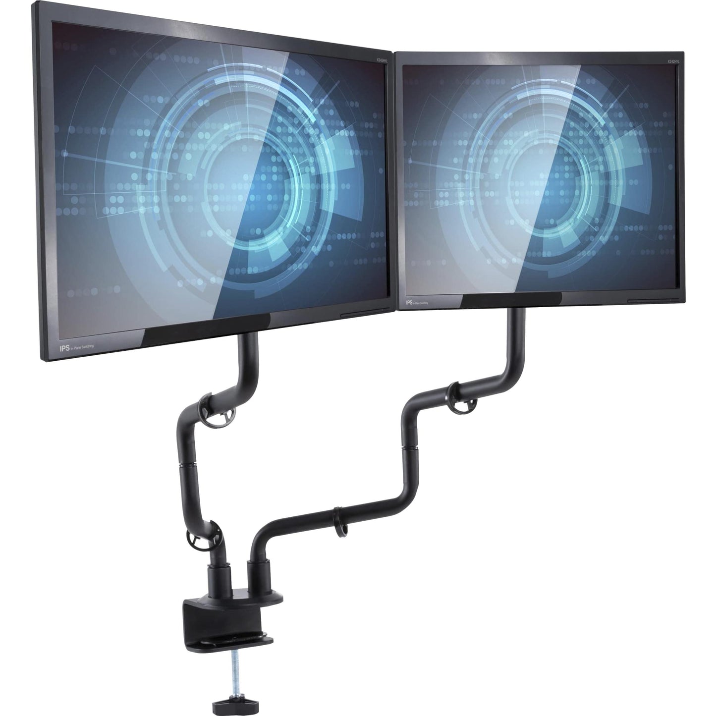 Allsop Dual Monitor Desk Mount Kit, Full Motion arms with Clamp On Mounting Base, Holds Two Computer Screens