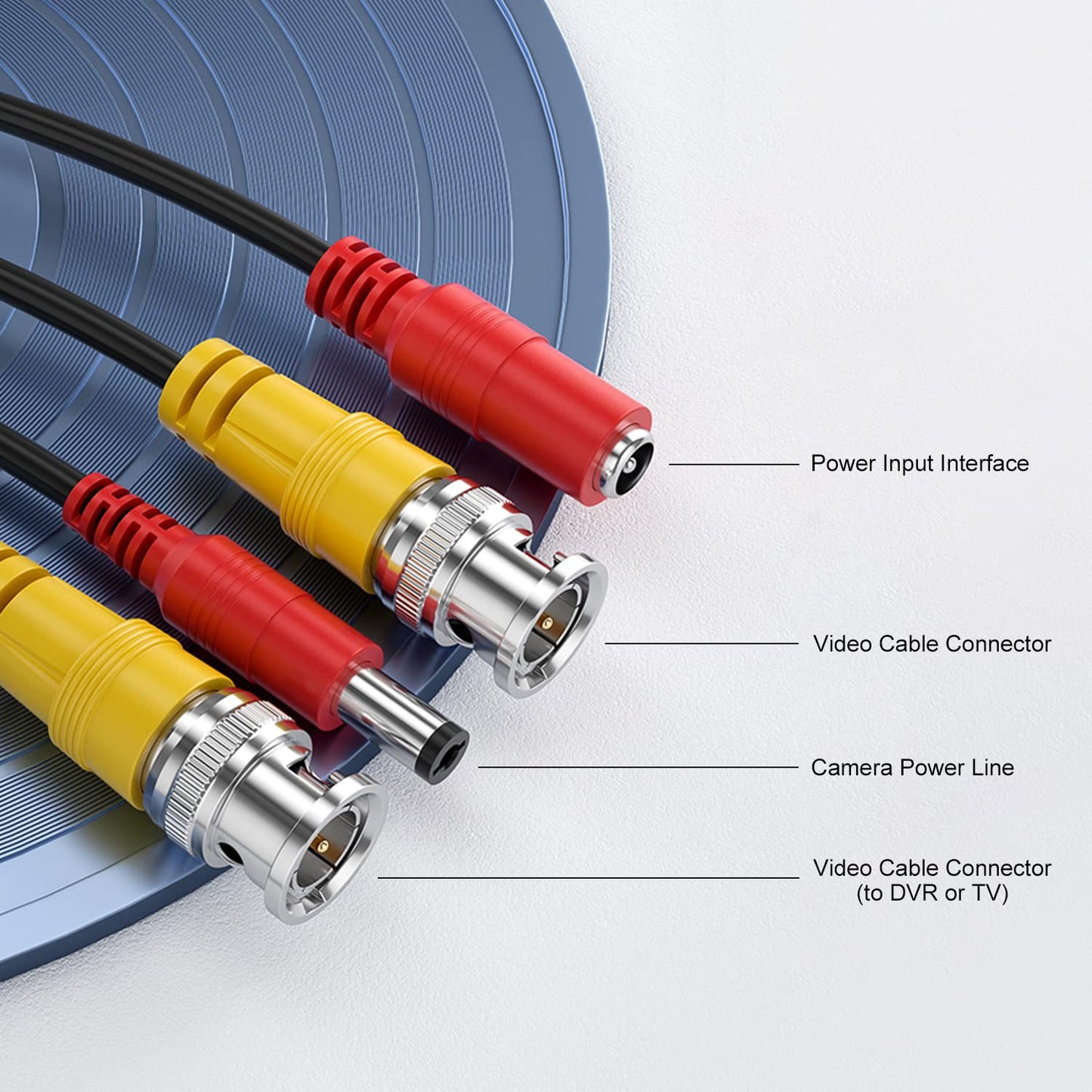WILDHD [20AWG Cables] 100ft 8MP/4K BNC Cable All-in-One Siamese Video and Power Security Camera Cable, BNC Extension Wire Cord with 2 Female