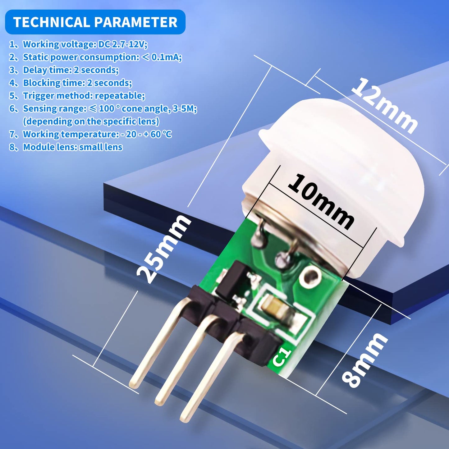 CenryKay AM312 Mini Pyroelectric PIR Sensor Module, 10PCS IR Pyroelectric Infrared PIR Body Manual Motion Sensor Detector Modules