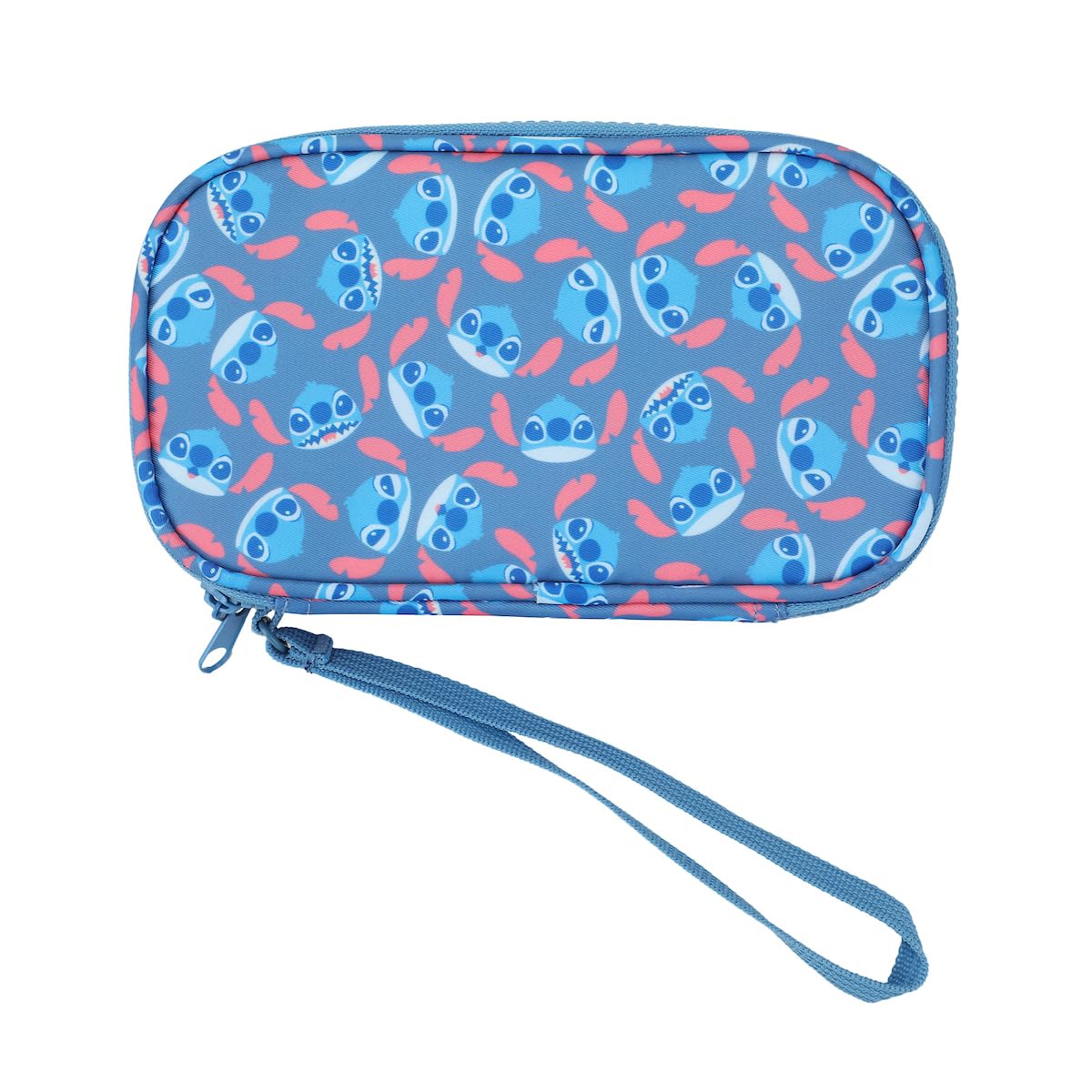 Bioworld Disney Stitch Repeat Character Heads 4" Blue Tech Cable Organizer Travel Case