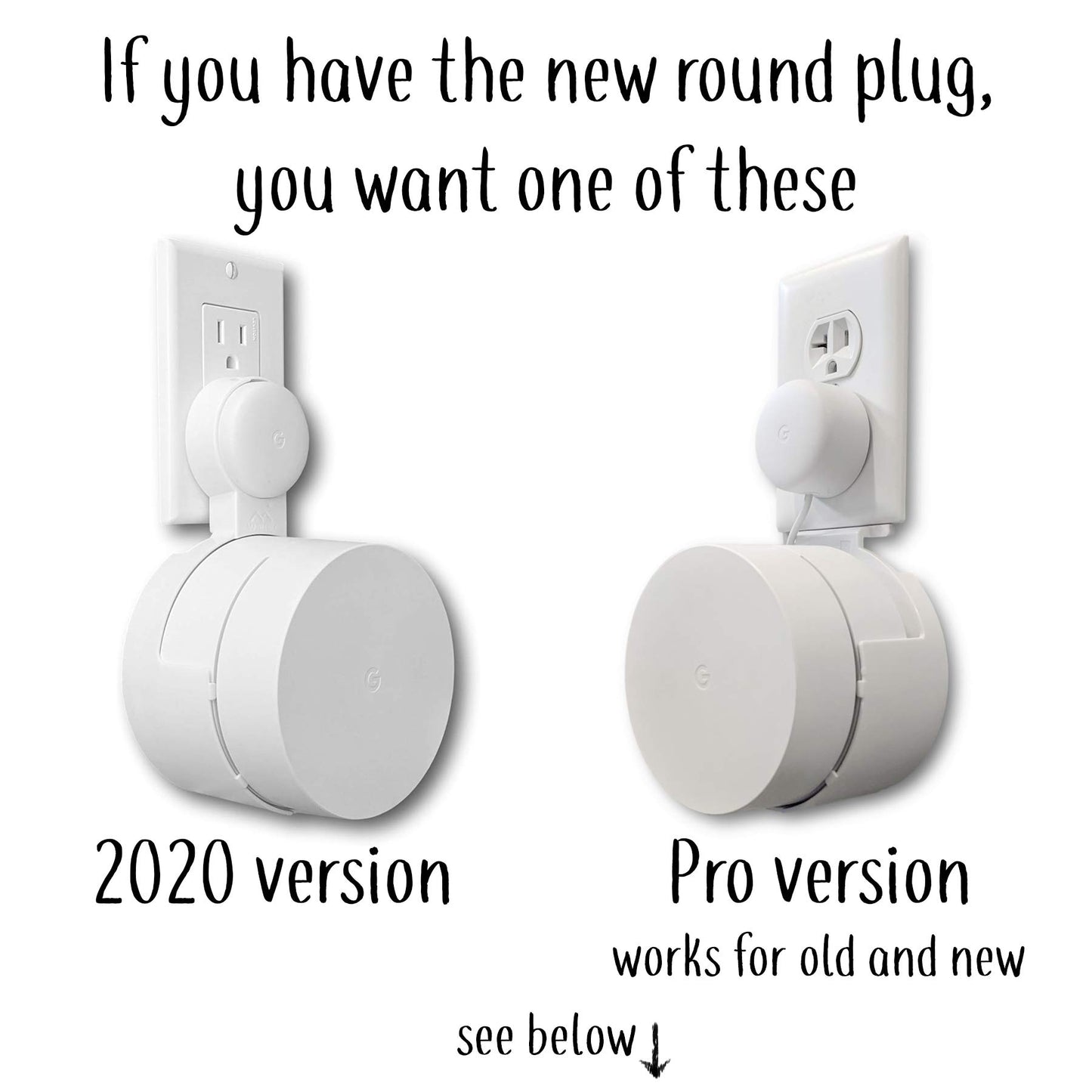 Dot Genie Google WiFi [Old Rectangular Plug - NOT Current Round Plug] Outlet Holder Mount Stand: No Messy Screws! (1-Pack)