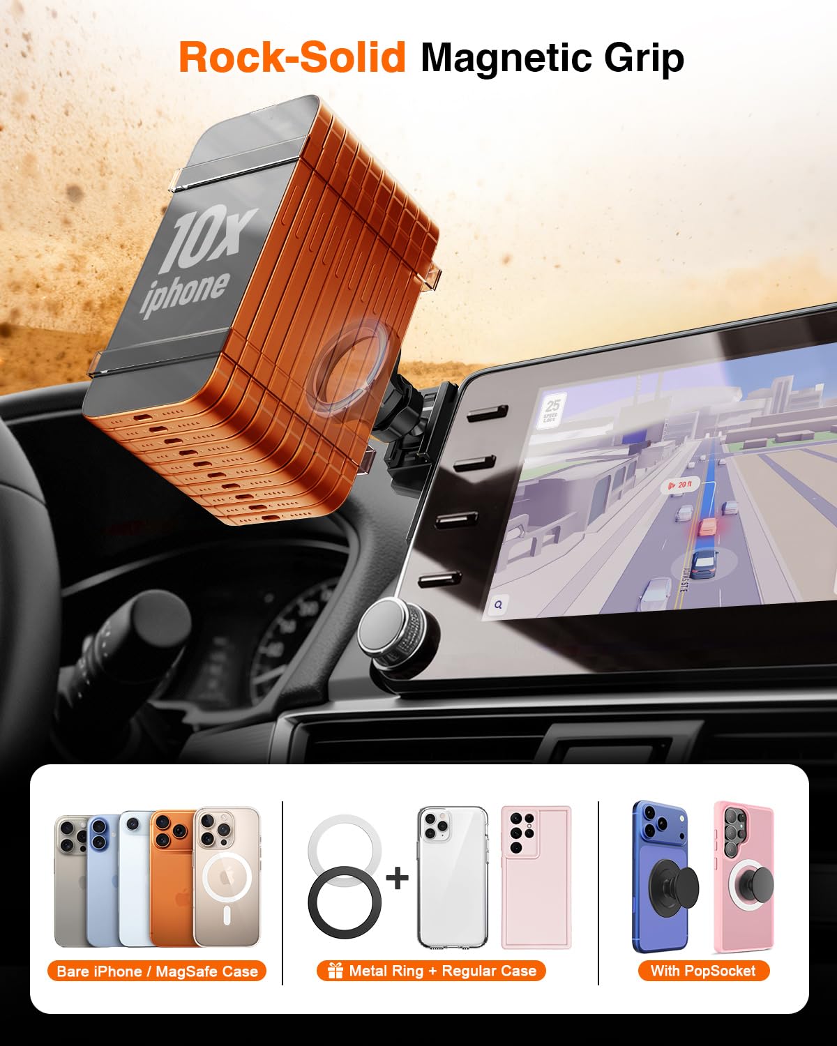Magnetic Phone Holder for Honda Accord 2018 2019 2020 2021 2022 (10th Gen): for Magsafe Car Screen Mount Accessories Compatible with Touchscreen, All