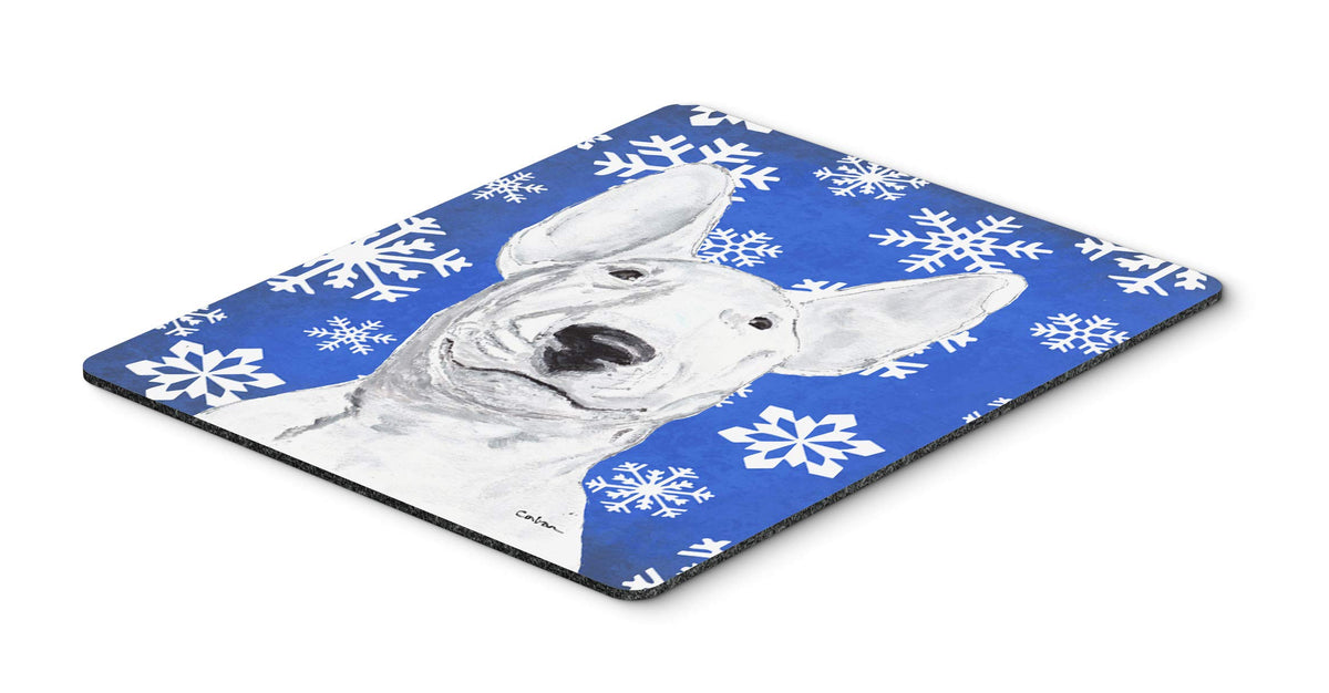 Caroline's Treasures SC9604MP Bull Terrier Blue Snowflake Winter Mouse Pad, Hot Pad or Trivet, Large, Multicolor