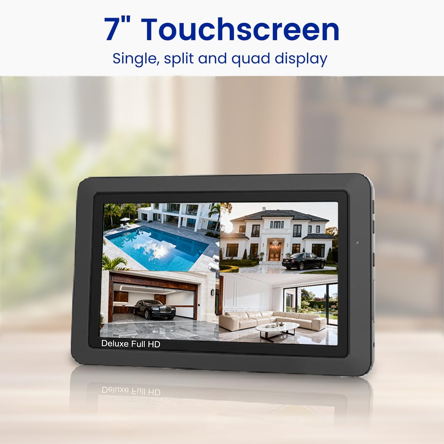 CasaCam GuardianCam Deluxe | 2 1080p Cameras and one 7" Touchscreen Monitor | Wireless Camera System | AC Powered, Two-Way Audio, Free APP, 32GB SD
