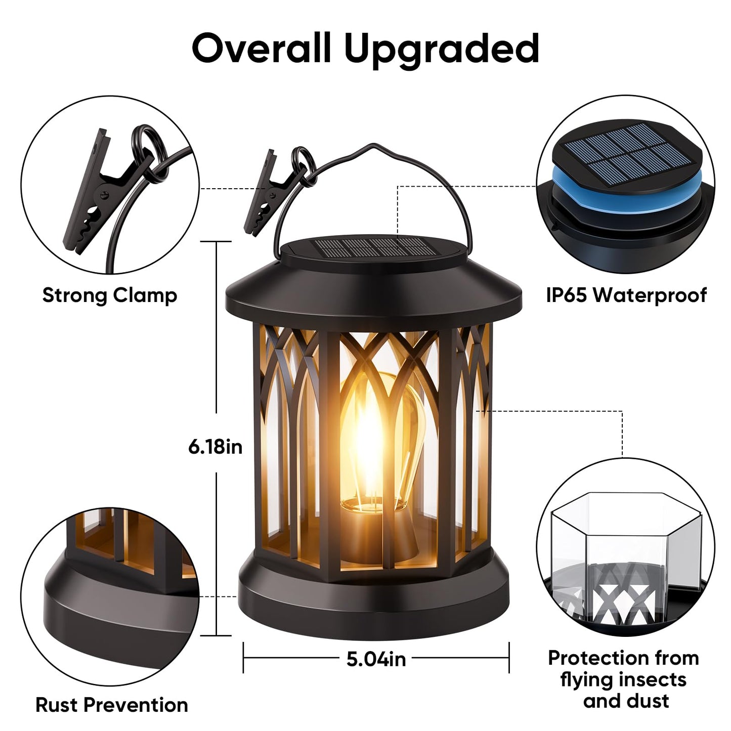 Hanging Solar Lanterns Outdoor Waterproof - 2 Pack Lanterns Decorative Outdoor Patio Decor with Clip Solar Lantern for Outside - Outdoor Lanterns