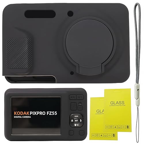 SZHSYJY Case for Kodak PIXPRO FZ55,FZ55 accessories,Soft Silicone Protective Case Removable Lens Cover,Comes with 2 Screen Protectors and 1 Wrist