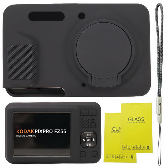 SZHSYJY Case for Kodak PIXPRO FZ55,FZ55 accessories,Soft Silicone Protective Case Removable Lens Cover,Comes with 2 Screen Protectors and 1 Wrist