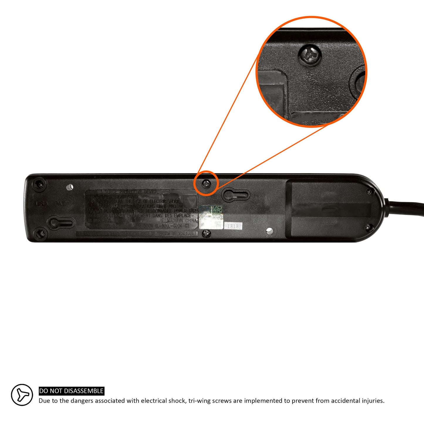 Weltron - Surge Protector 6 ft. (WSP-600PLF-6BK),Black