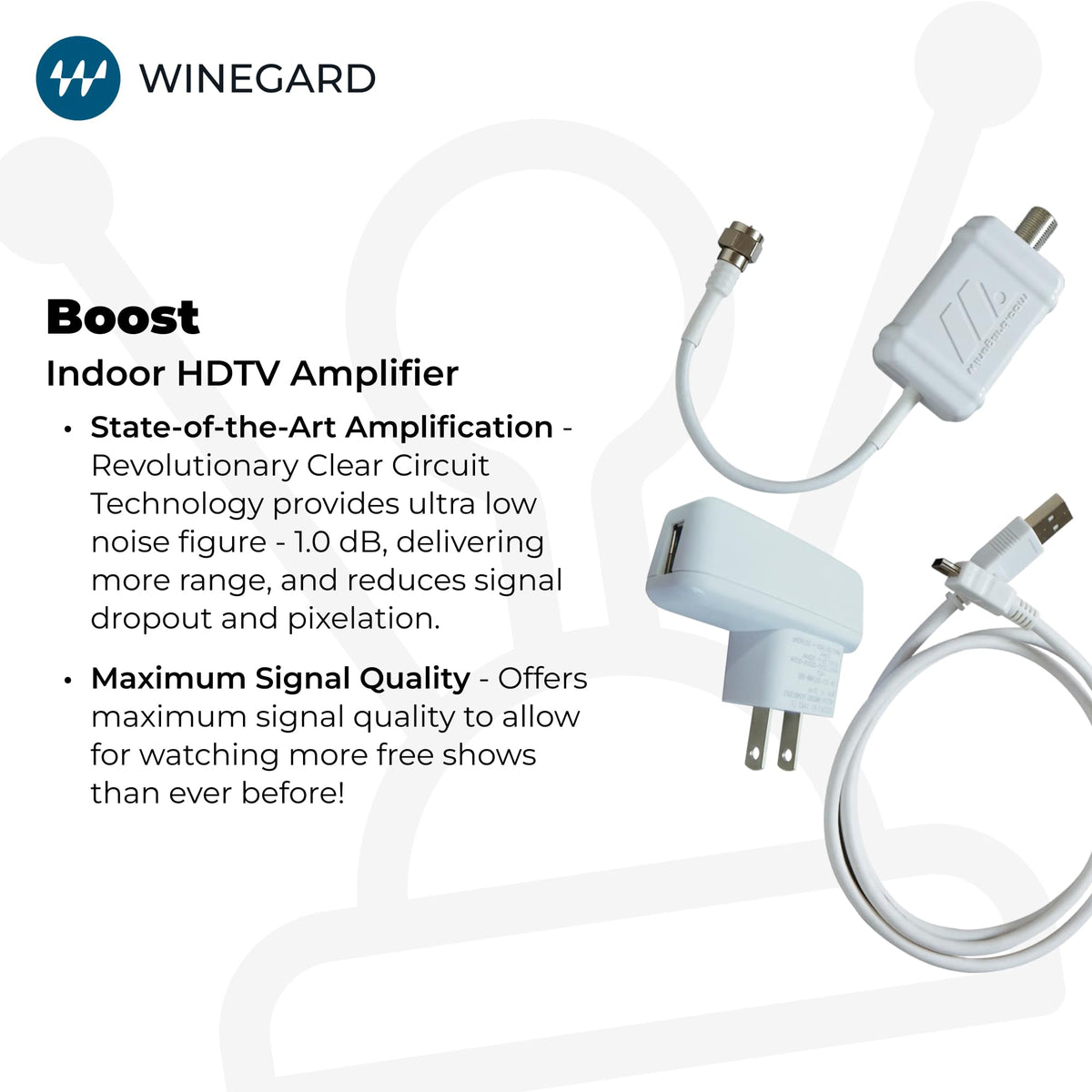 Winegard Boost LNA-100 Indoor TV Antenna Preamplifier