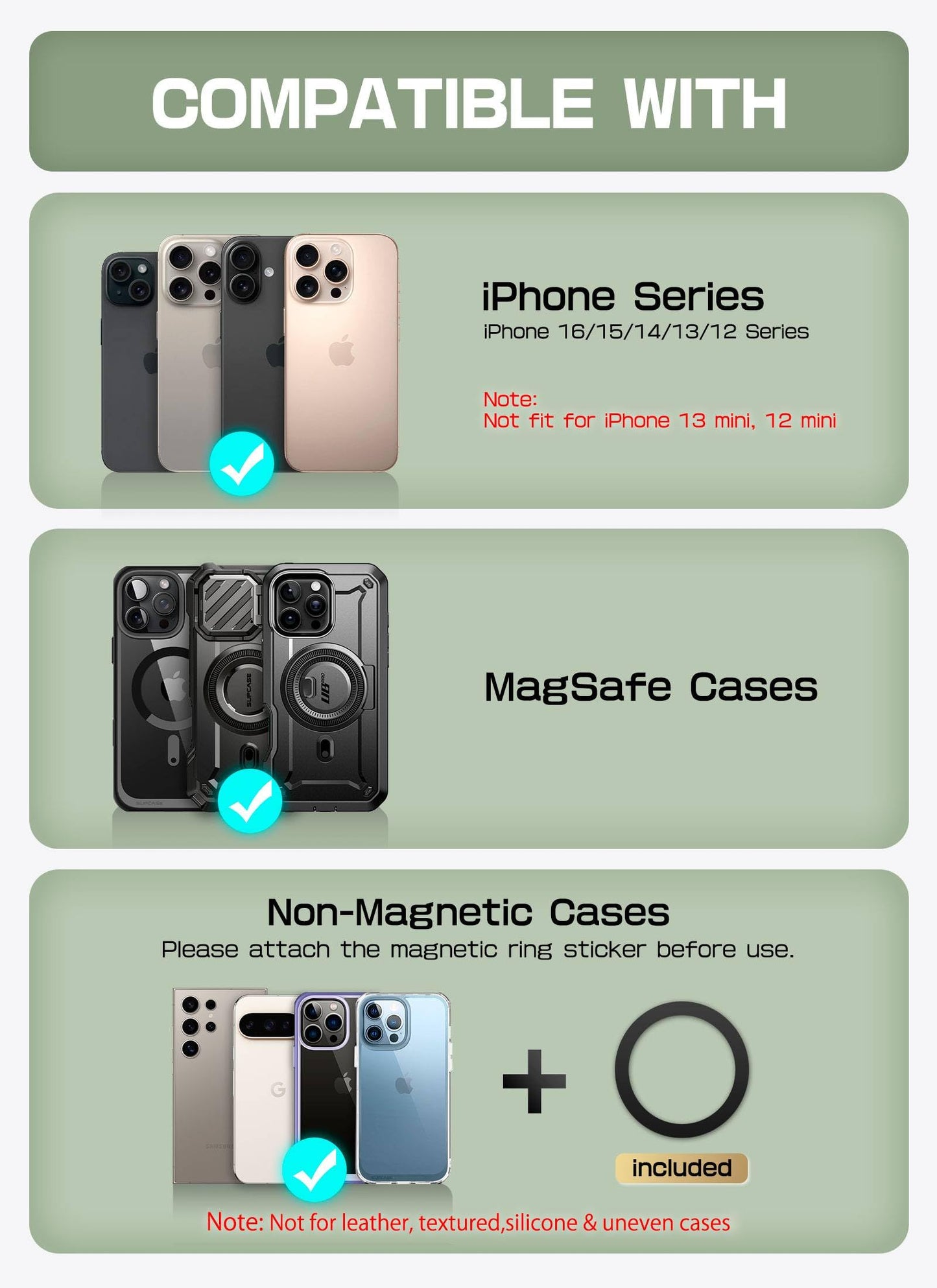 SUPCASE for MagSafe Wallet with Stand, Magnetic Wallet for Men Women, [Hold 6 Cards] [RFID Blocking] [Strong Magnetic Lock] Phone Stand Card Holder