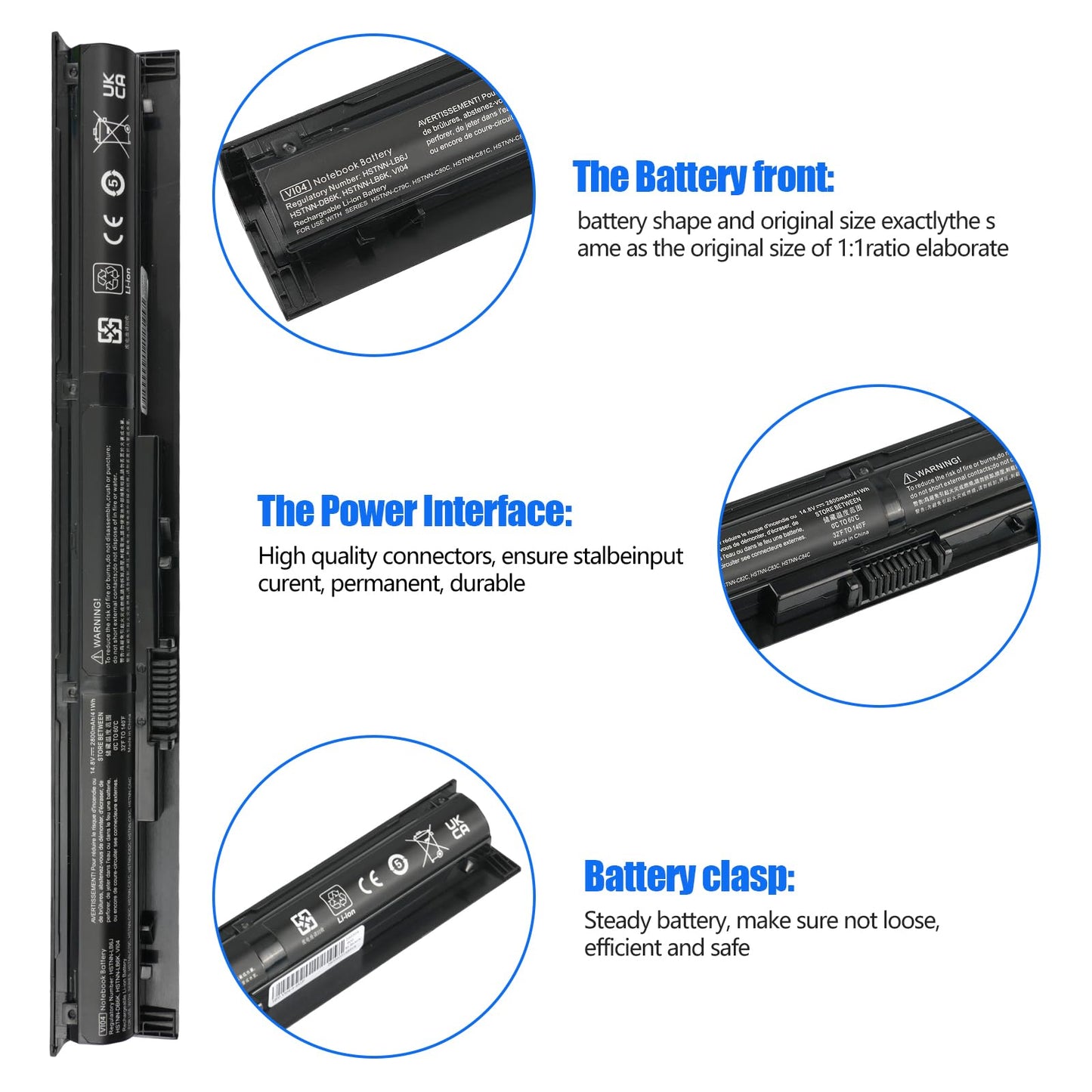 HSX 756743-001 VI04 V104 Laptop Battery for HP Pavilion 15-P 17-F Series 15-p011na 15-p165sa 15-p214dx 15-p003ax 17-f115dx 17-f215dx Fit 756745-001