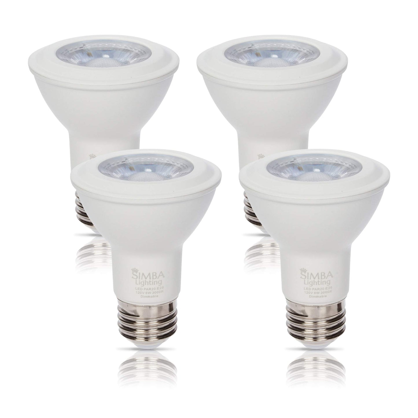 Simba Lighting LED PAR20 Light Bulb 6W 120V, E26 Base, 3000K, 4 Pack