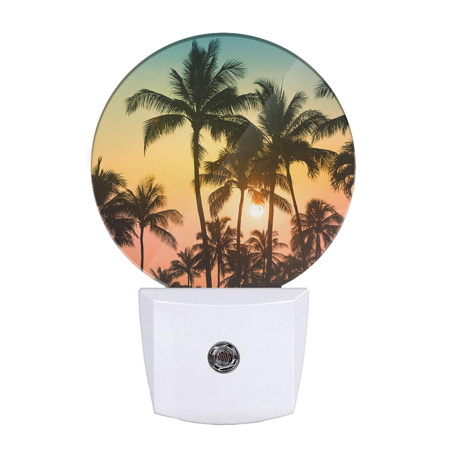 EKOBLA Palm Tree Sunset Night Light, Tropical Beach Night Lights Plug Into Wall with Auto Sensor, 0.5W Sleep Friendly