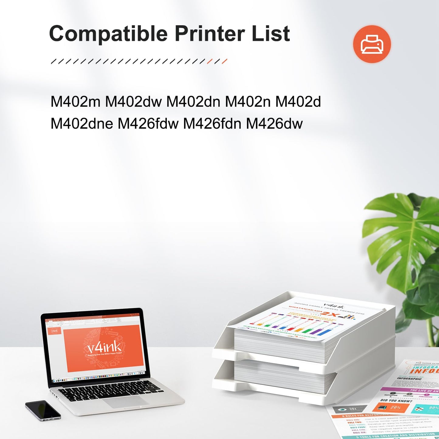 v4ink 2PK CF226A Toner Cartridge Compatible Replacement for HP 26A CF226A Toner Cartridge Black Ink for HP Pro M402n M402dn M402dne M402dw MFP M426fdw