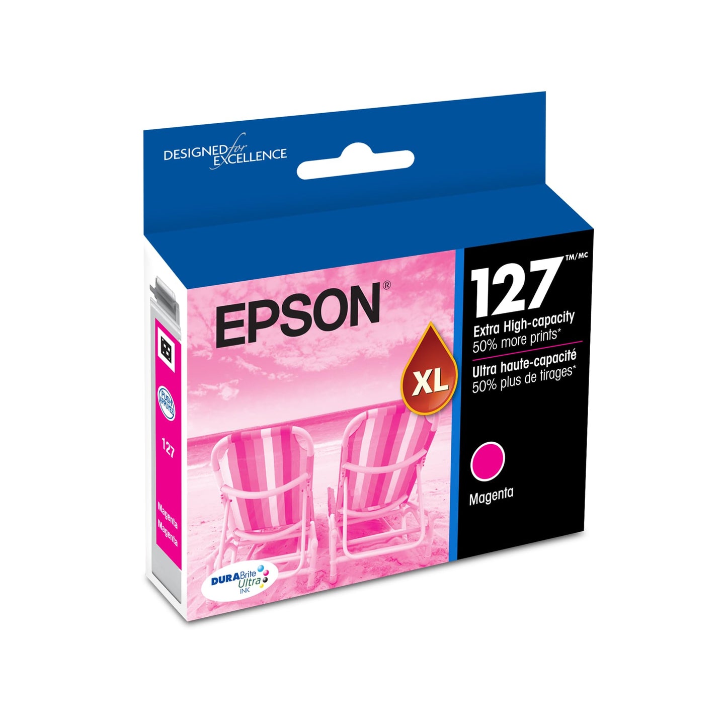 Epson 127 DURABrite Ultra Ink Magenta Cartridge for NX-530, 625, WF-3520, 3530, 3540, 545, 60, 630, 633, 635, 645, 7010, 7510, 7520, 840, 845
