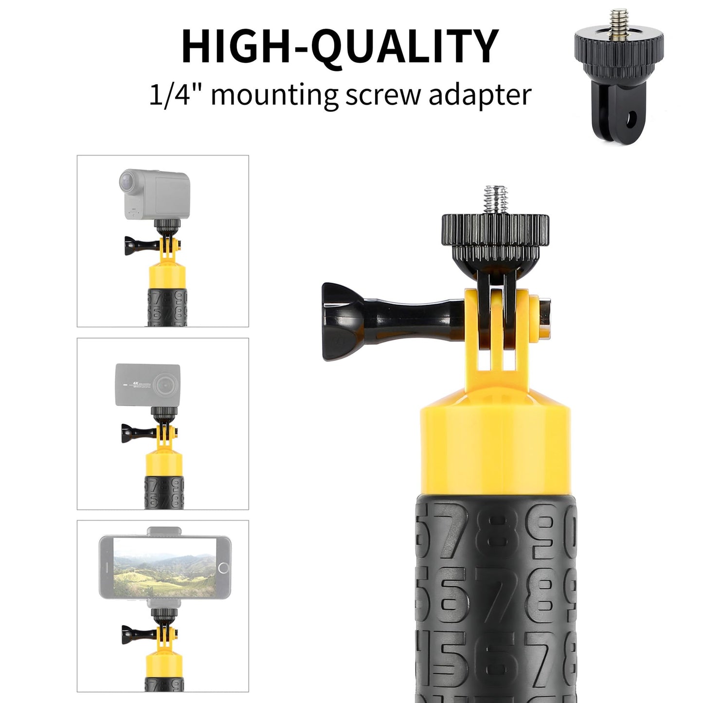 SOONSUN Floating Hand Grip Compatible with GoPro Hero 13 12 11 10 9 8 7 6 5 4 3, Session, Fusion, Max, Osmo Action 3 4, SJCAM, Action Camera