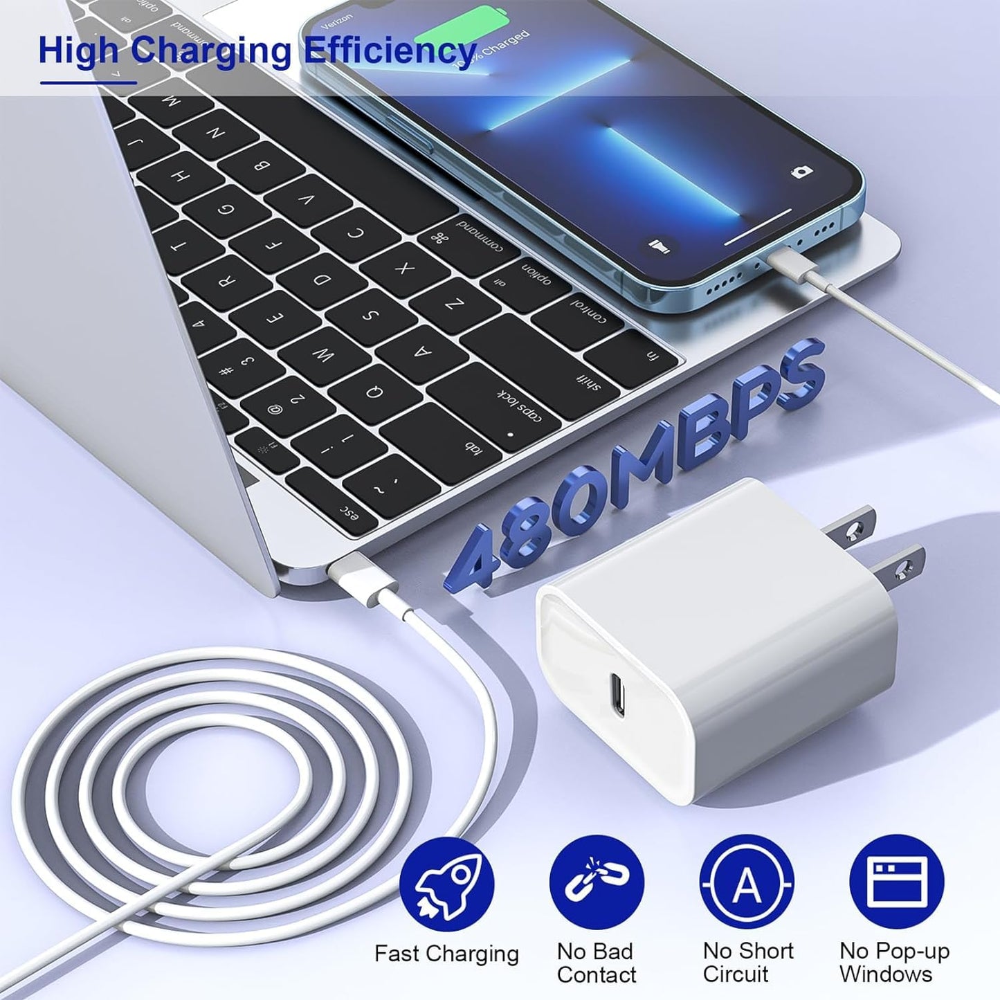 BUSFUL Compatible with iPhone Charger Fast Charging, [3Pack 10FT] 20W PD USB C Wall Charger Block with Type C to Lighting Cable Compatible…