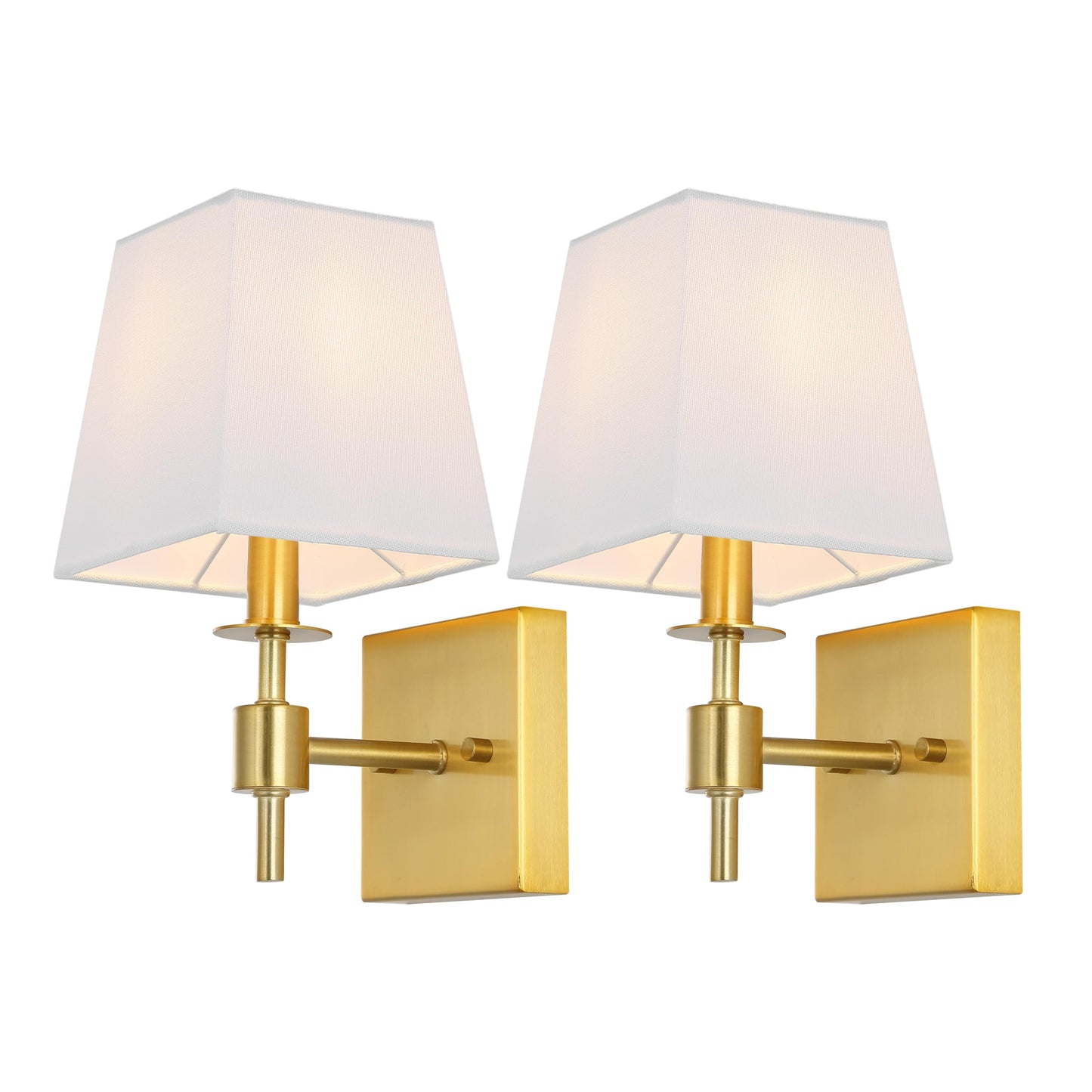 SAFAVIEH Lighting - Clauren 11.2-Inch Wall Sconce Set of 2 - Brass - Fabric Shade - Transitional Single-Arm Design - Ideal for Hallway, Bedroom