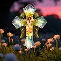 Solar Cross Garden Stake Lights for Outdoor,Cemetery Decorations Yard Patio Decor,Angel Wings Cross Solar Christmas Lights Outside,Memorial Gifts