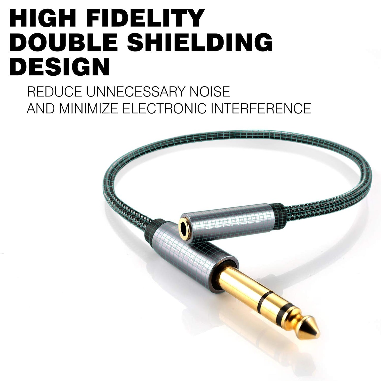 DUKABEL TopSeries 6.35mm (1/4 inch) to 3.5mm (1/8 inch) Headphone Jack Adapter, 1/8 (Female) to 1/4 (Male) Extension Cable, 3.5 to 6.35 Audio Cable