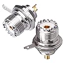 TUOLNK 2PCS UHF SO239 Bulkhead Female Coax Connector, PL259 Panel Chassis Mount Flange Solder Cup Coaxial Connector Coax Antenna Adapter for Coaxial