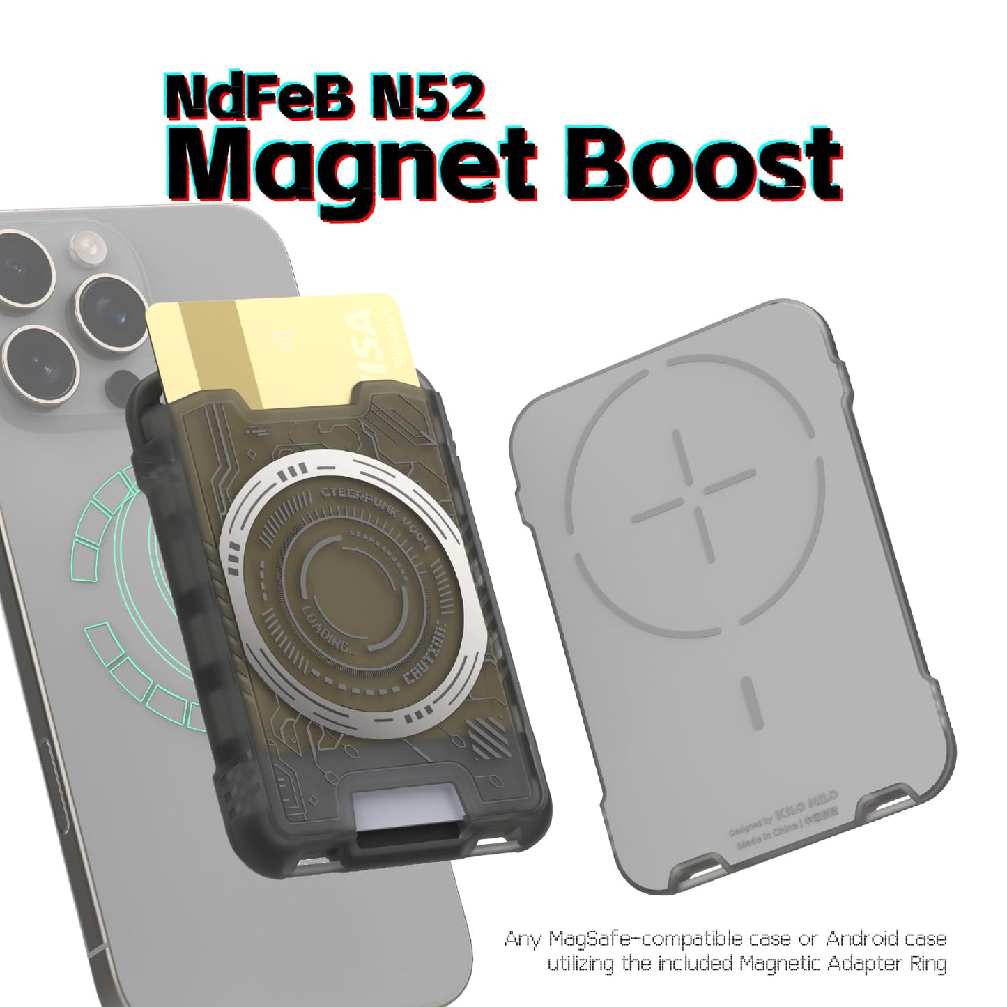 Maiddos Magnetic Phone 3-Card Holder?Lightweight Magnetic Wallet for iPhone, Compatible with Magsafe Wallet Black