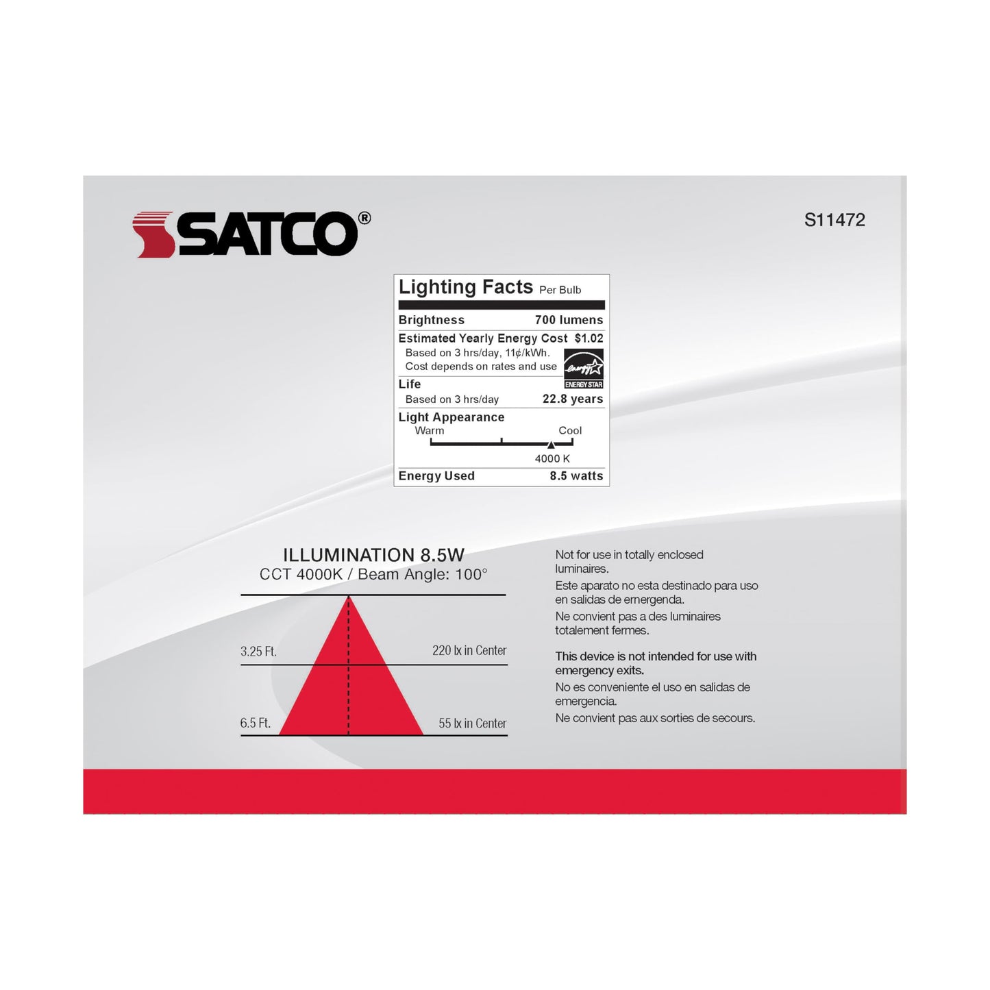 Satco S11472, BR30 LED Flood Light Bulbs, 4000K, 6-Pack, Replacement Bulb