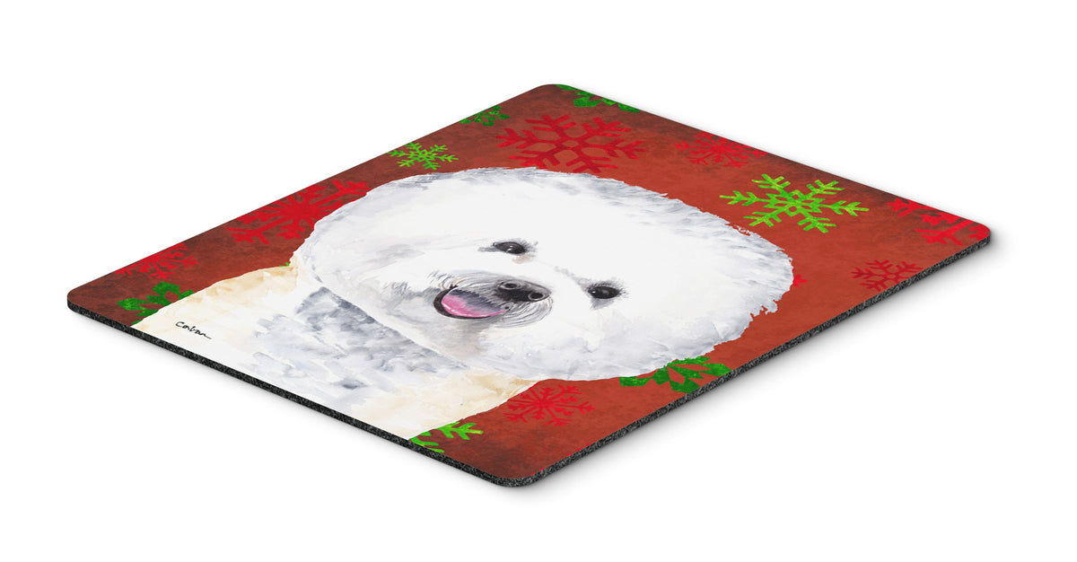 Caroline's Treasures SC9402MP Bichon Frise Red and Green Snowflakes Holiday Christmas Mouse Pad, Hot Pad or Trivet for Home Office Gaming Working