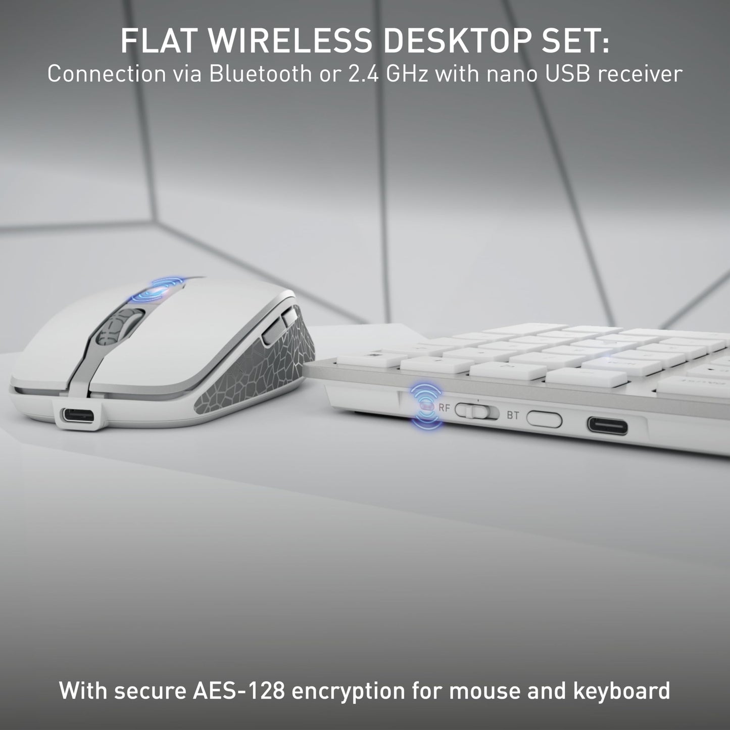 CHERRY DW 9100 Slim, Wireless Keyboard and Mouse Set, Bluetooth & 2.4 GHz RF Connection, Quiet Keys, Comfortable Writing, Rechargeable, QWERTY