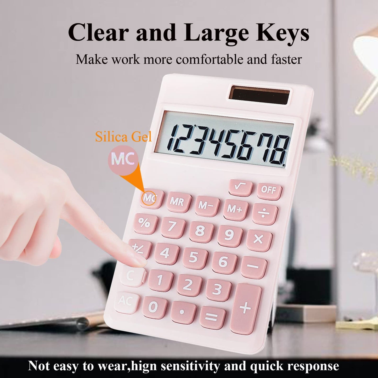 Seaciyan Basic Calculator, Desktop Cute Pocket Size Mini Calculators for School, Office, Home (Pink)