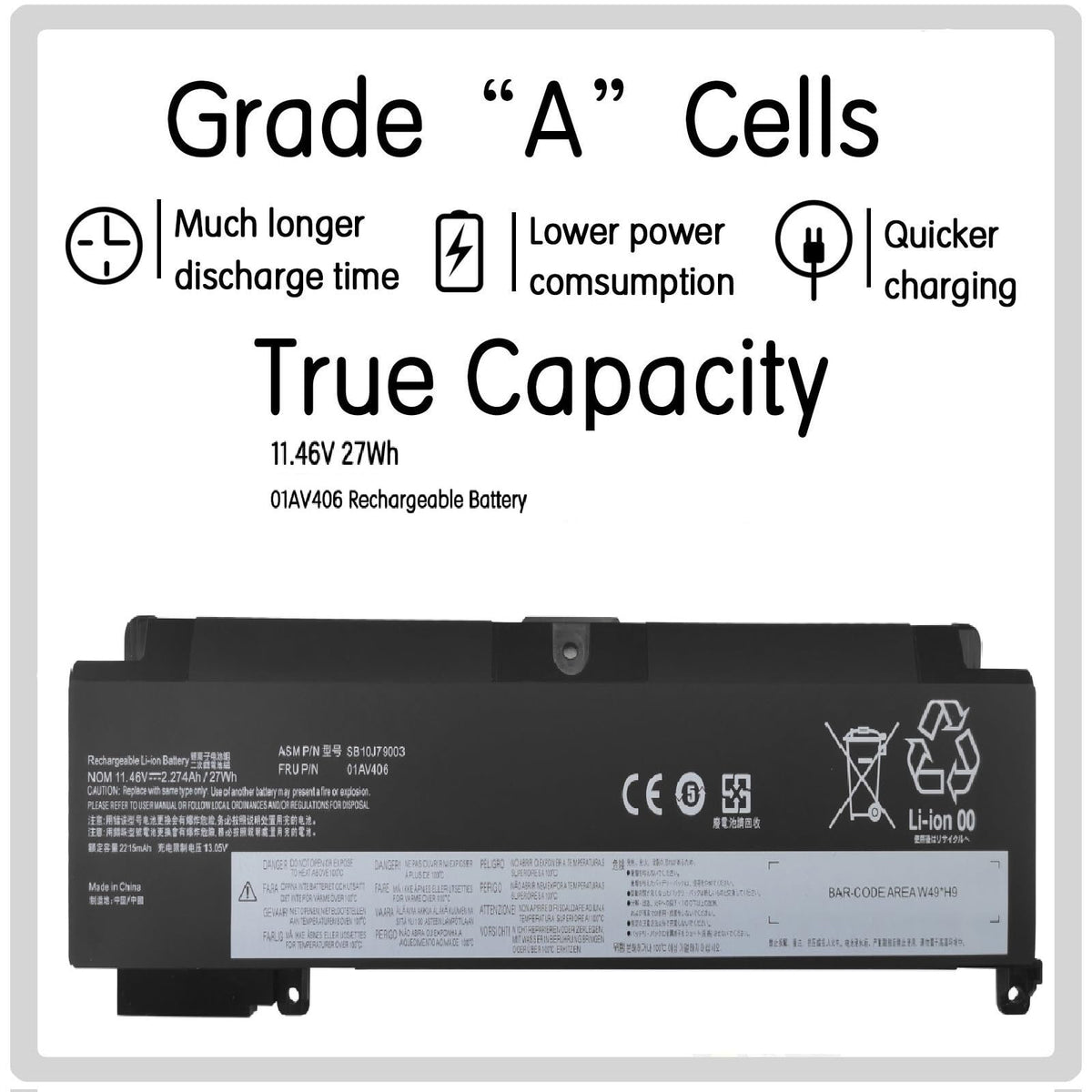 ESTENGPRO 01AV406 ThinkPad T470S Laptop Battery SB10J79003 Replacement for T460S T470S ThinkPad Series Internal 01AV405 00HW025 00HW038 00HW024