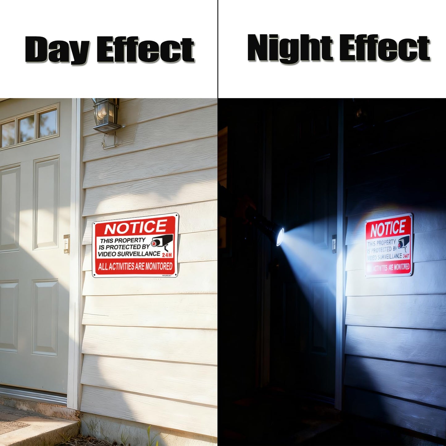 2 Pack Video Surveillance Sign, 10"x 7" Security Camera Signs, Reflective and Waterproof Material 24 Hour Surveillance Sign For Home/Business