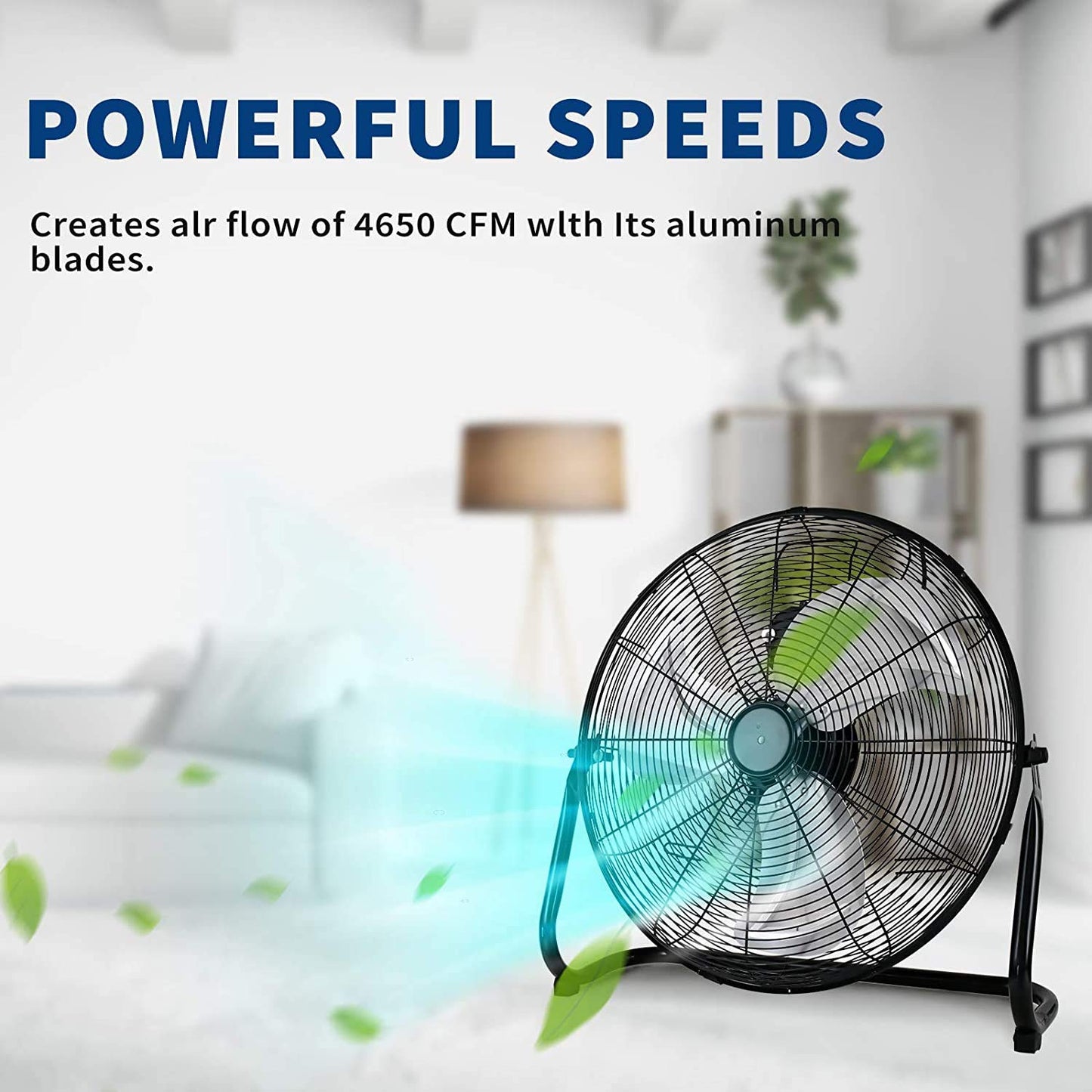 20 Inch 3-Speed High Velocity Heavy Duty Metal Industrial Floor Fans Oscillating Quiet for Home, Commercial, Residential, and Greenhouse Use