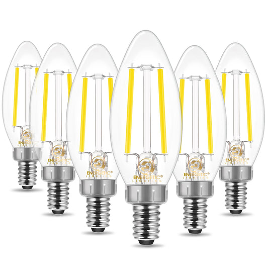 Energetic 6 Pack Dusk to Dawn LED Outdoor Light Bulb, 60 Watt Equivalent(5W), 500LM, Daylight 5000K, E12 Base, Automatic On/Off Sensor Edison Filament