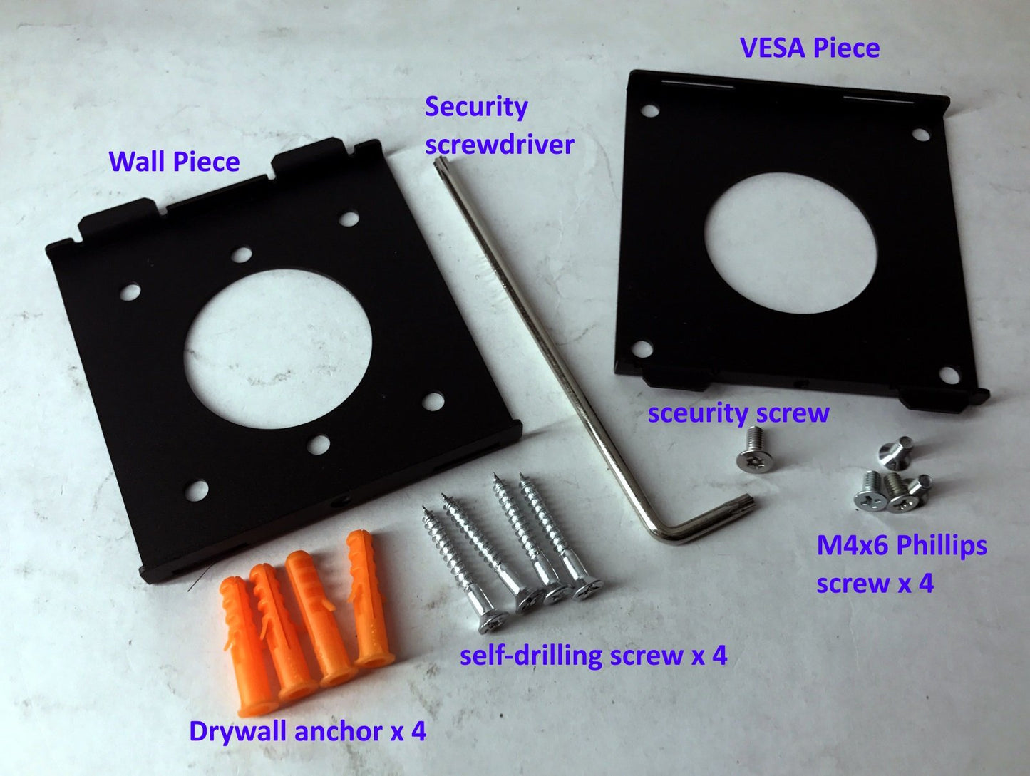 TABcare Anti-Theft Low Profile Light Duty VESA 75mm Metal Wall Mount Kit