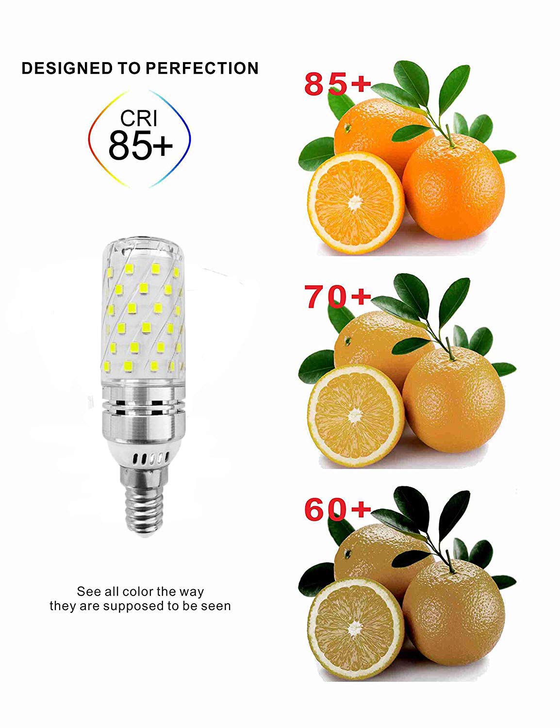 E12 LED Corn Bulbs 16W AC85-265V LED Candelabra Bulb (4 Pack) 80 LEDs 2835 SMD 1500LM 120W Incandescent Equivalent Decorative Candle Base E12 Corn LED