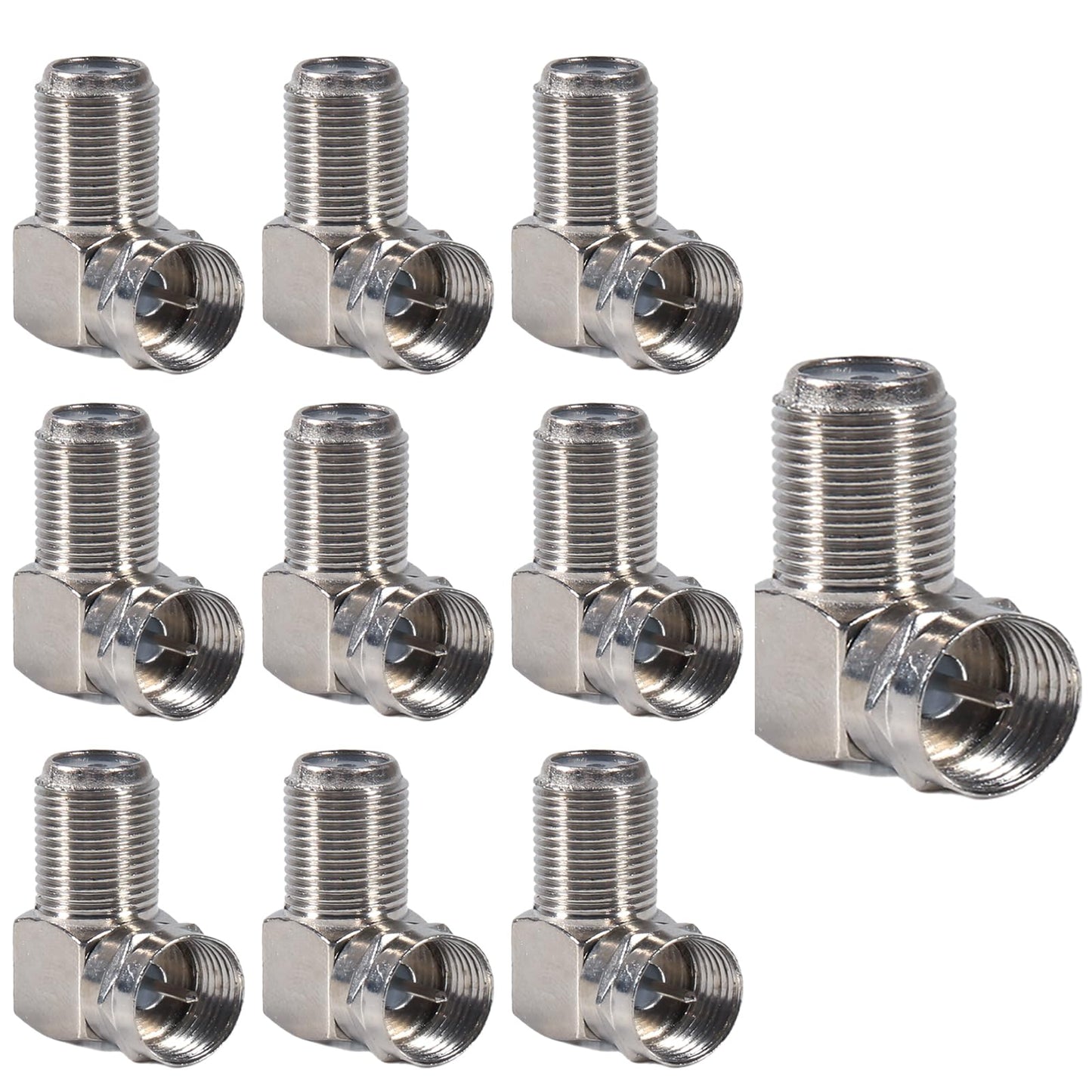 10Pack F Type RG6 Coaxial Cable Splitter 2 in 1 Out 3 Way TV Antenna Satellite Splitter Male to 2 Female Coax T Connector Adapter for VCR, Video