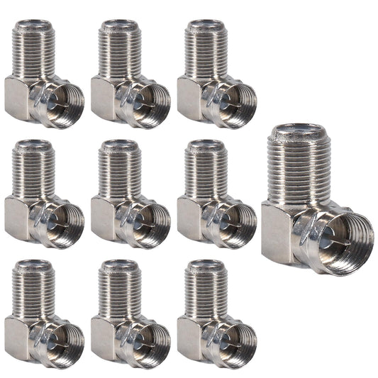 10Pack F Type RG6 Coaxial Cable Splitter 2 in 1 Out 3 Way TV Antenna Satellite Splitter Male to 2 Female Coax T Connector Adapter for VCR, Video