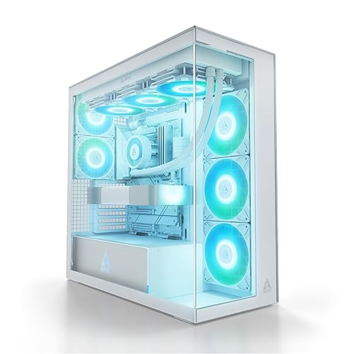 ARCTIC Xtender (White) - PC Case, Tempered Panorama Glass, 2 x 420 mm Radiator Support, Full Tower, Big Tower, E-ATX, 5X A-RGB Fans pre-Mounted