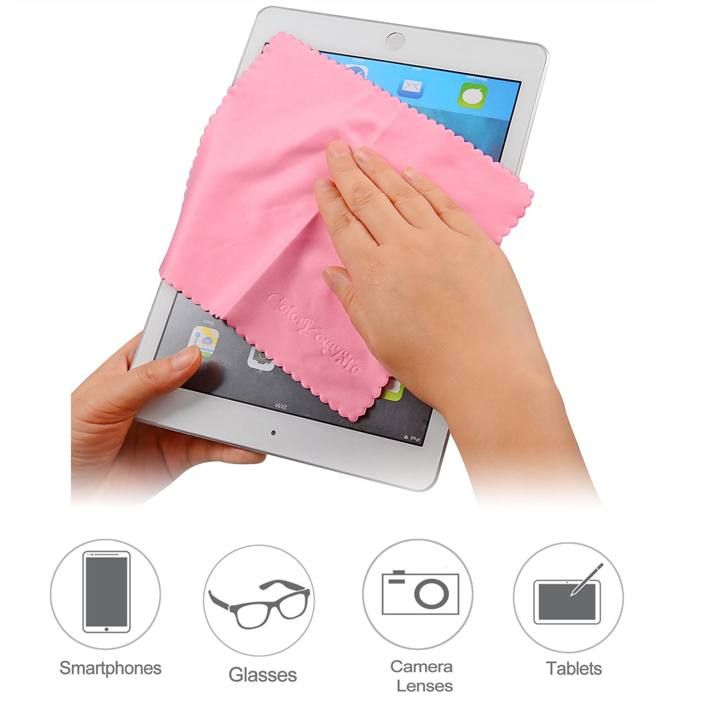 ColorYourLife 20-Pack Microfiber Cleaning Cloths for Smart Phone, Laptop, Tablets, Lenses, LCD Monitor, TV, Camera, Eyeglasses, Optics Etc (Purple +