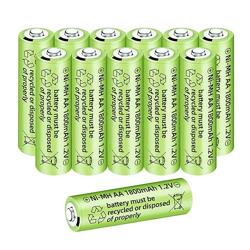 sea jump 12PCS 1.2V 1800mAh Ni-MH AA Battery Suitable for Wireless Microphones, Electric Toys, RC Mice, Calculators, Razors, Keyboards, Household…