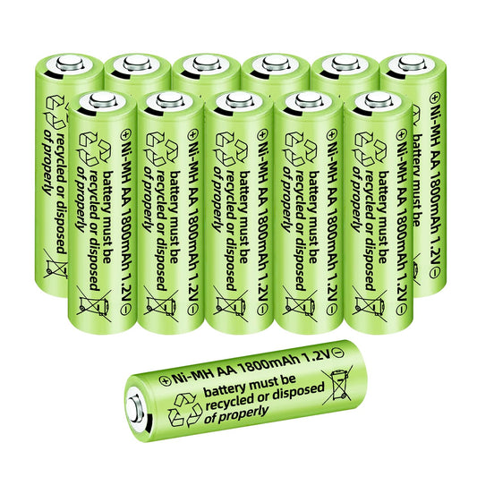 sea jump 12PCS 1.2V 1800mAh Ni-MH AA Battery Suitable for Wireless Microphones, Electric Toys, RC Mice, Calculators, Razors, Keyboards, Household…