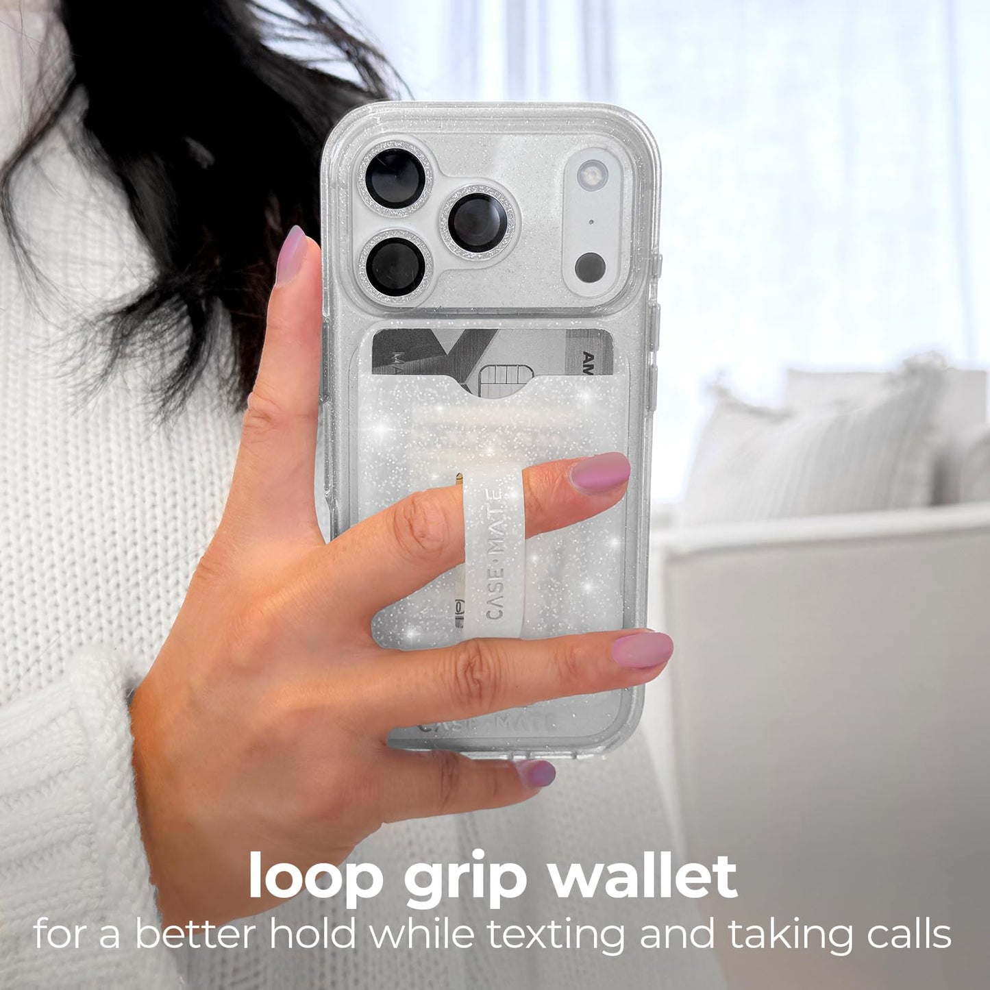 Case-Mate MagSafe Wallet w/Loop Grip - Detachable Magnetic Phone Wallet/Card Holder w/Easy to Hold Built-in Loop Grip [Holds up to 3 Cards & Cash]