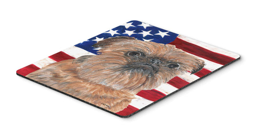 Caroline's Treasures SC9516MP Brussels Griffon with American Flag Mouse Pad, Hot Pad or Trivet for Home Office Gaming Working Computers Laptop Mouse