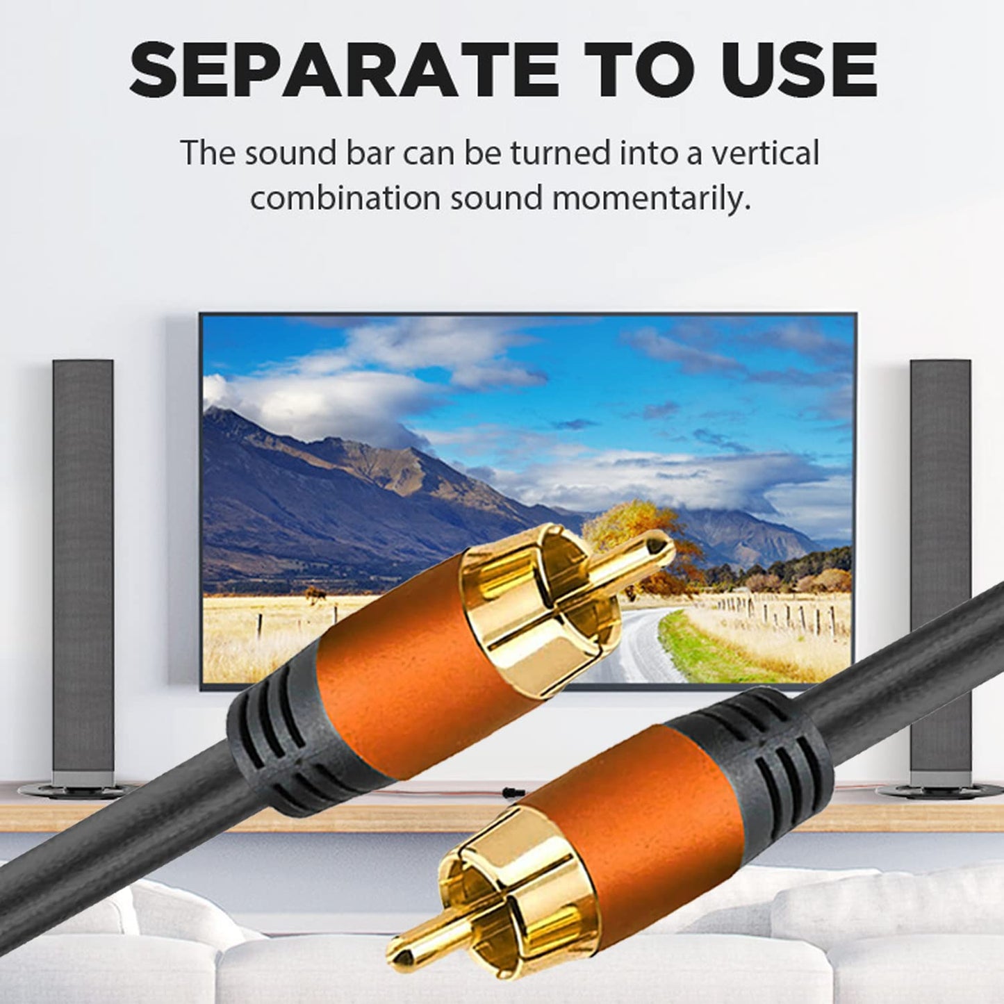 Digital Coaxial Audio Cable 16.5FT, 1RCA Male to 1RCA Male for Subwoofer, Home Theater, Video/Audio, Rear View Parking Camera